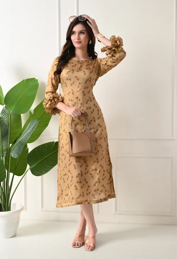 Golden_Silk_Georgette_Dress_For_Women