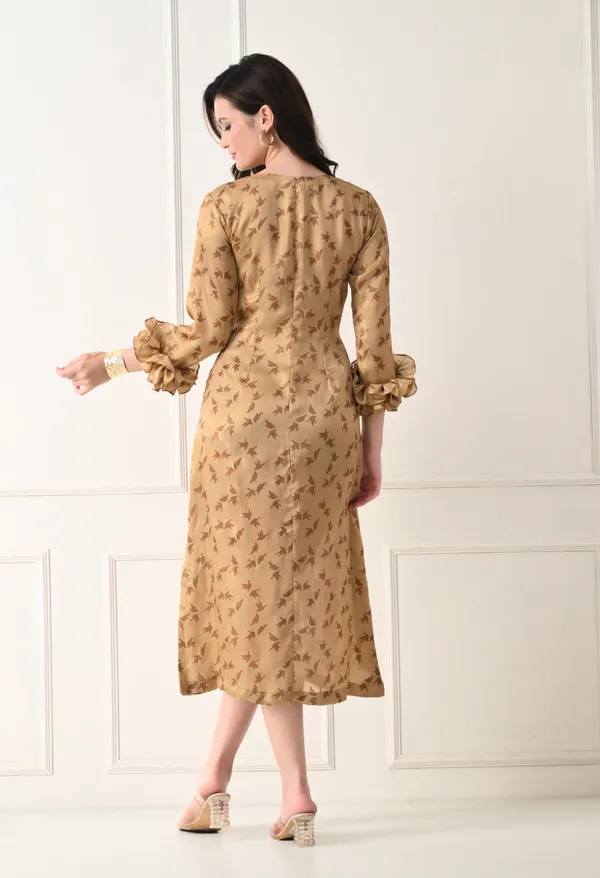 Golden_Silk_Georgette_Dress_For_Women