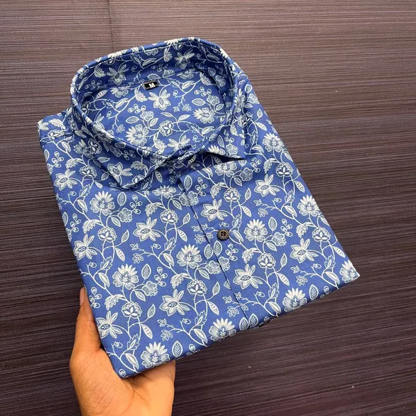 Blue_Cotton_Printed_Short_Sleeves_Casual_Shirt_For_Men