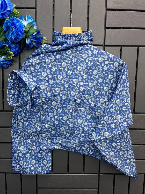 Blue_Cotton_Printed_Short_Sleeves_Casual_Shirt_For_Men