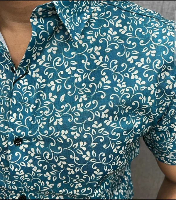 Green_Cotton_Printed_Short_Sleeves_Casual_Shirt_For_Men