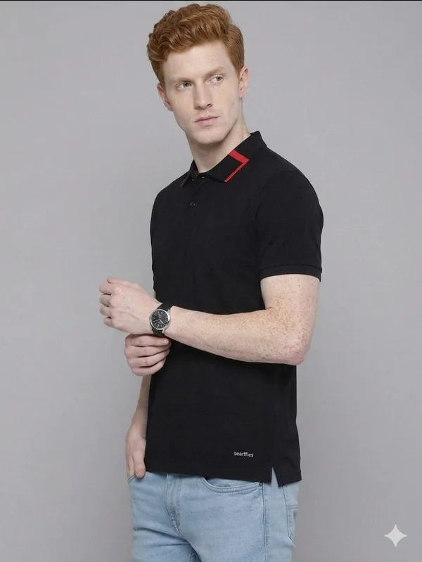 Black_Poly_Cotton_Solid_Half_Sleeves_Casual_T-Shirt_For_Men
