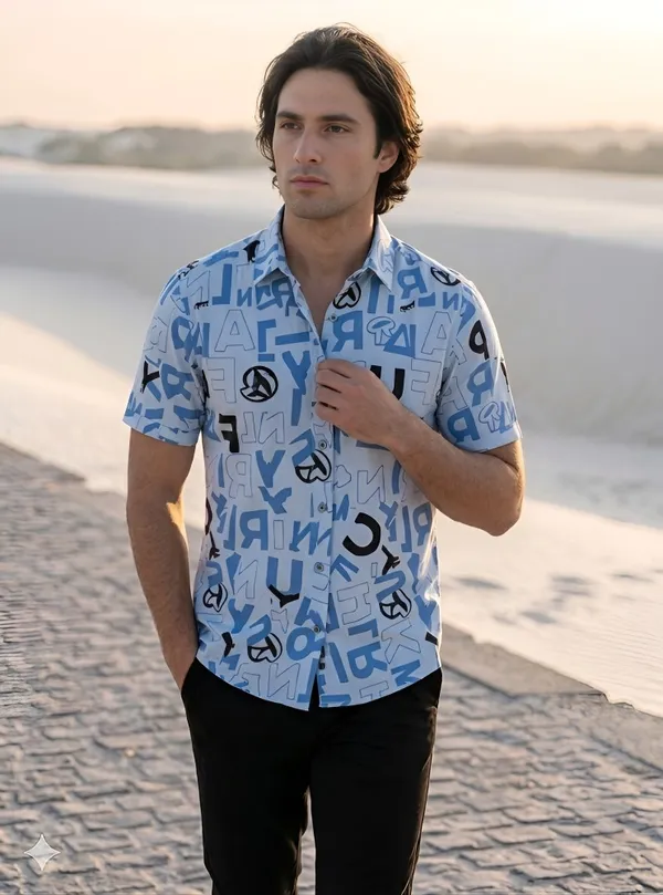 Blue_Cotton_Printed_Short_Sleeves_Casual_Shirt_For_Men