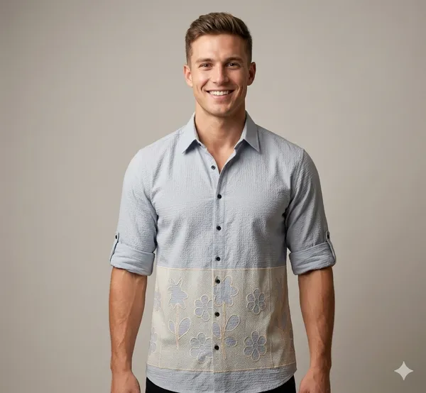 Blue_Dobby_Cotton_Embroidered_Full_Sleeves_Casual_Shirt_For_Men