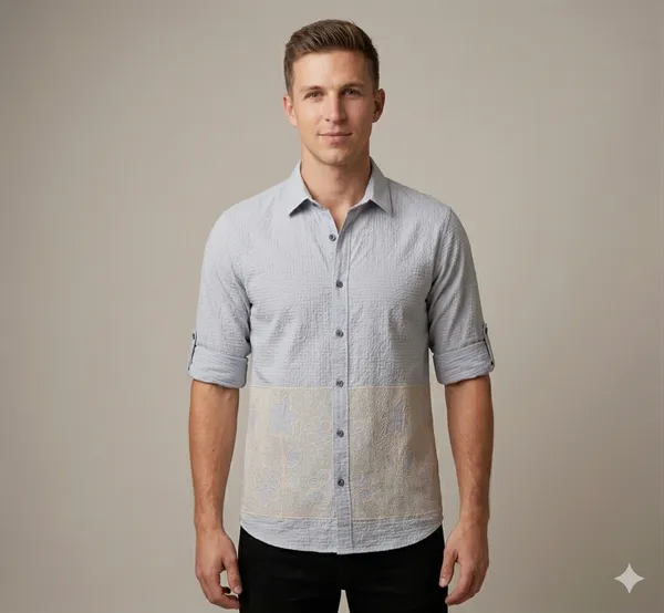 Blue_Dobby_Cotton_Embroidered_Full_Sleeves_Casual_Shirt_For_Men