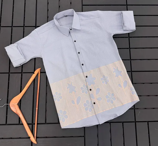 Blue_Dobby_Cotton_Embroidered_Full_Sleeves_Casual_Shirt_For_Men
