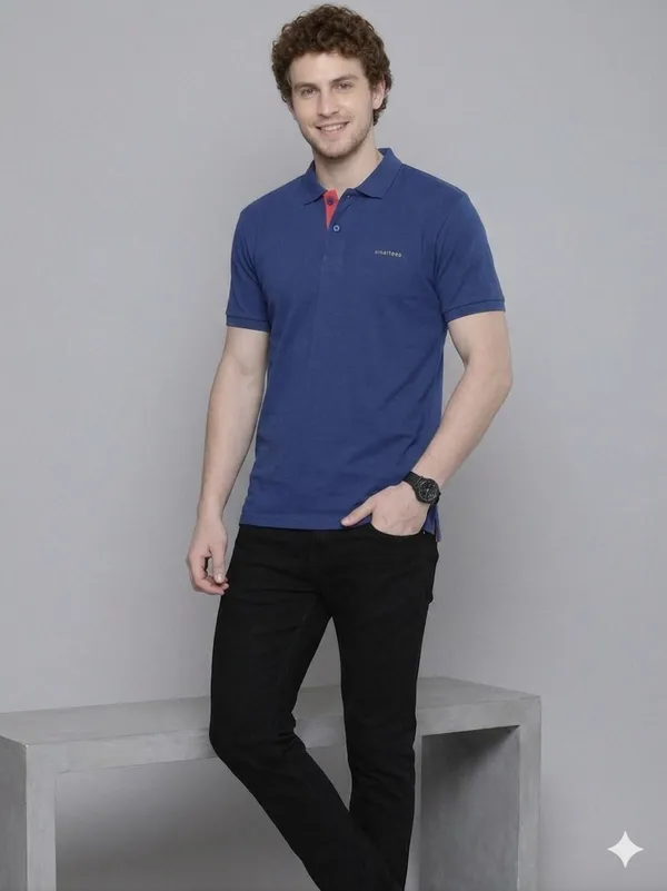 Blue_Poly_Cotton_Solid_Half_Sleeves_Casual_T-Shirt_For_Men