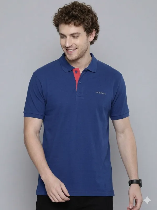 Blue_Poly_Cotton_Solid_Half_Sleeves_Casual_T-Shirt_For_Men