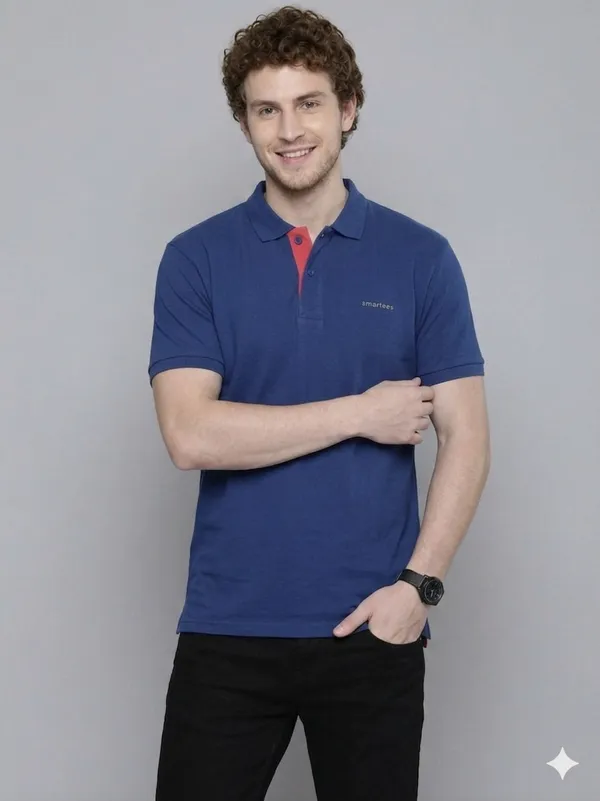 Blue_Poly_Cotton_Solid_Half_Sleeves_Casual_T-Shirt_For_Men