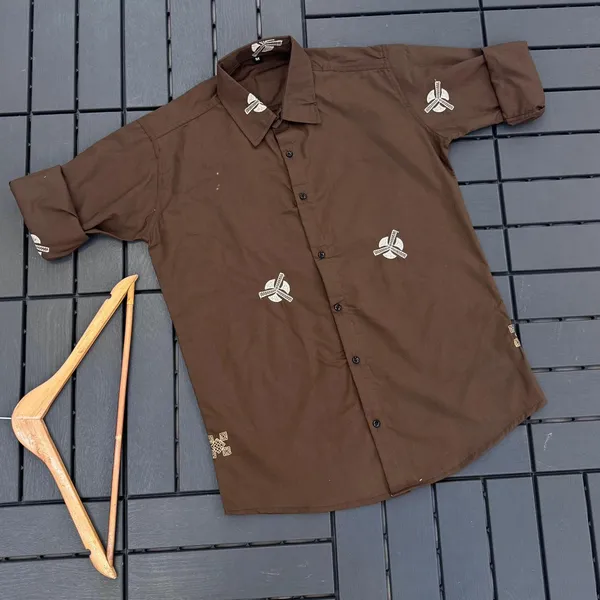 Brown_Cotton_Embroidered_Full_Sleeves_Casual_Shirt_For_Men