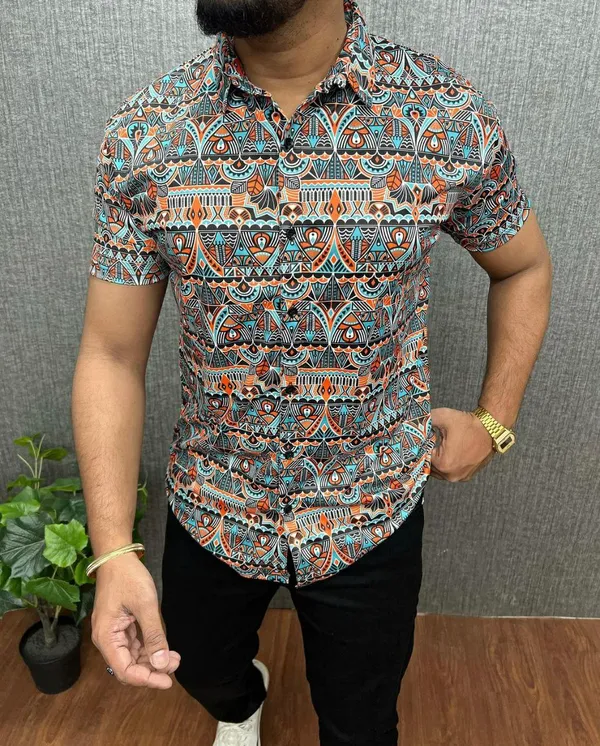 Cotton_Printed_Short_Sleeves_Casual_Shirt_For_Men