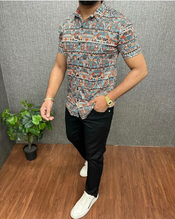 Cotton_Printed_Short_Sleeves_Casual_Shirt_For_Men