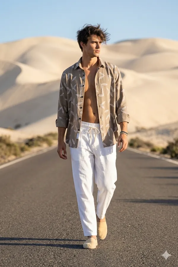 Combo_best_seller_combo_Blue_Long_slevees_shirt_+_Linen_White_Pant