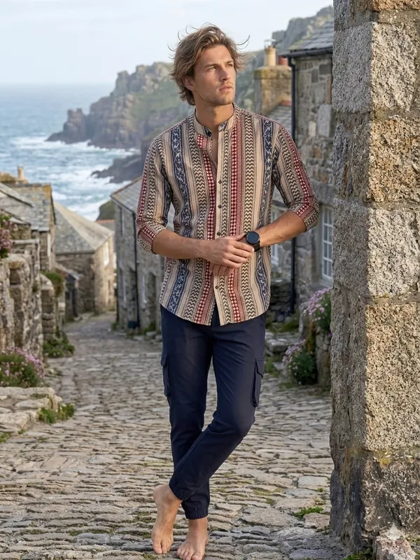 Combo_best_seller_combo_Multicolor_shirt_+_caargo_Navy_Blue_caargo