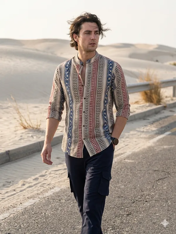 Combo_best_seller_combo_Multicolor_shirt_+_caargo_Navy_Blue_caargo