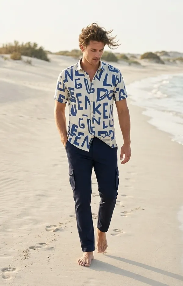Combo_best_seller_combo_Pista_short_slevees_shirt_+_caargo_Navy_Blue_caargo