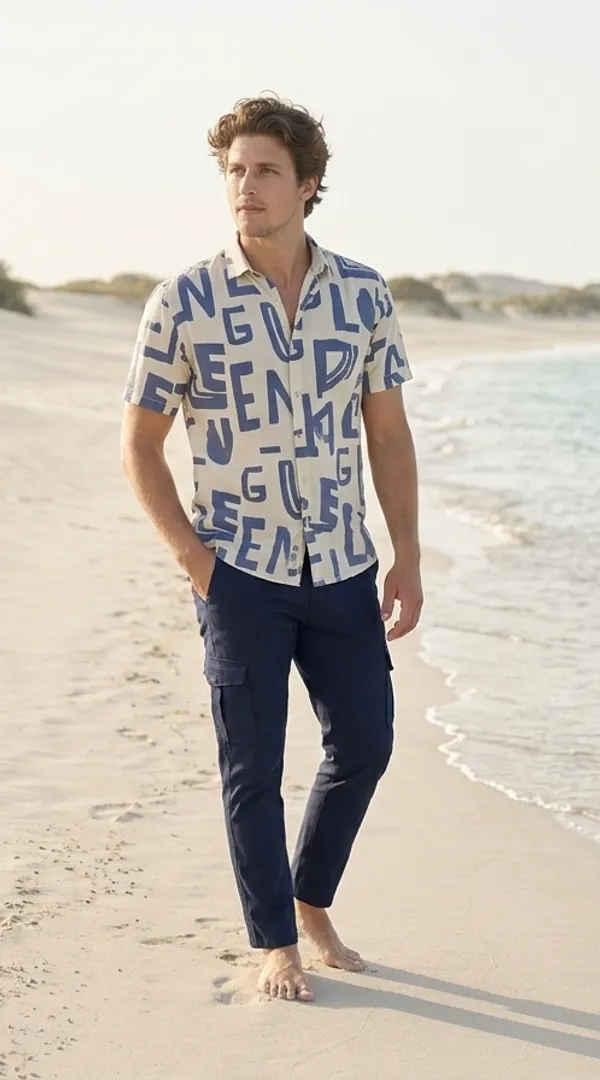 Combo_best_seller_combo_Pista_short_slevees_shirt_+_caargo_Navy_Blue_caargo