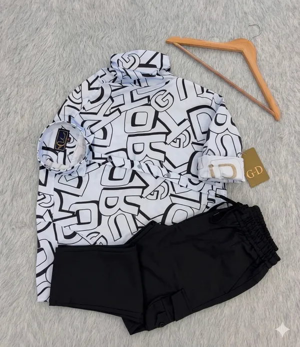Combo_best_seller_combo_Sky_short_slevees_shirt_+_caargo_Black_caargo