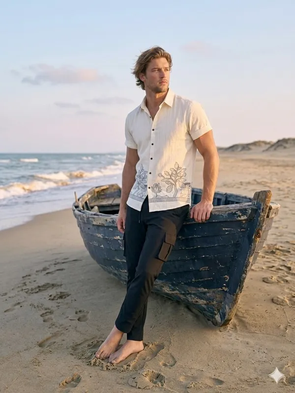 Combo_best_seller_combo_White_Full_slevees_shirt_+_caargo_Black_caargo