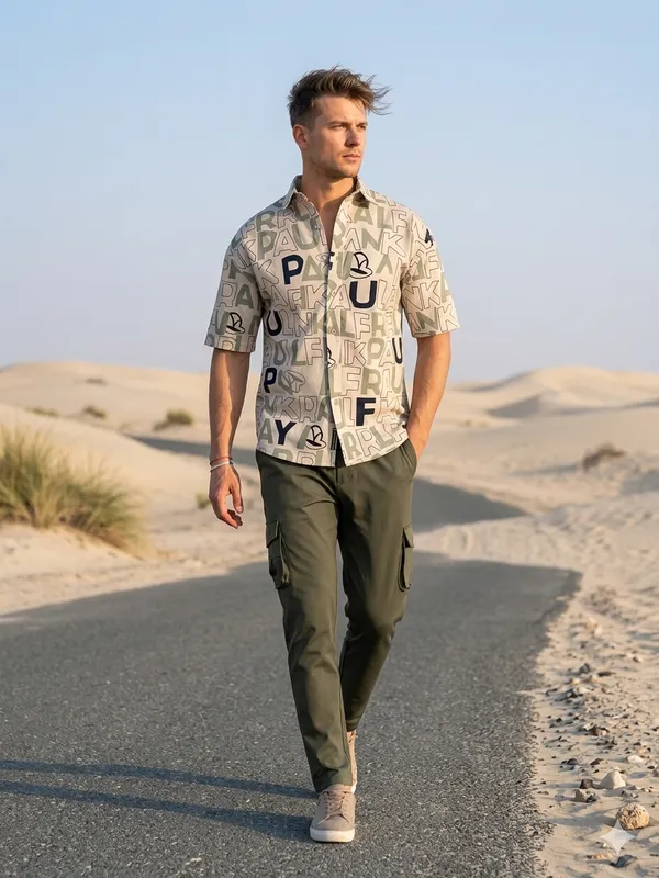 Combo_best_seller_combo_cream_short_slevees_shirt_+_caargo_green_caargo