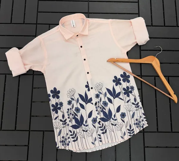 Cotton_Shirt_for_men__cream_clolr_wiht_floral_print_on_half_bottom._look_trendy