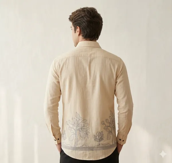Cream_Linen_Embroidered_Full_Sleeves_Casual_Shirt_For_Men