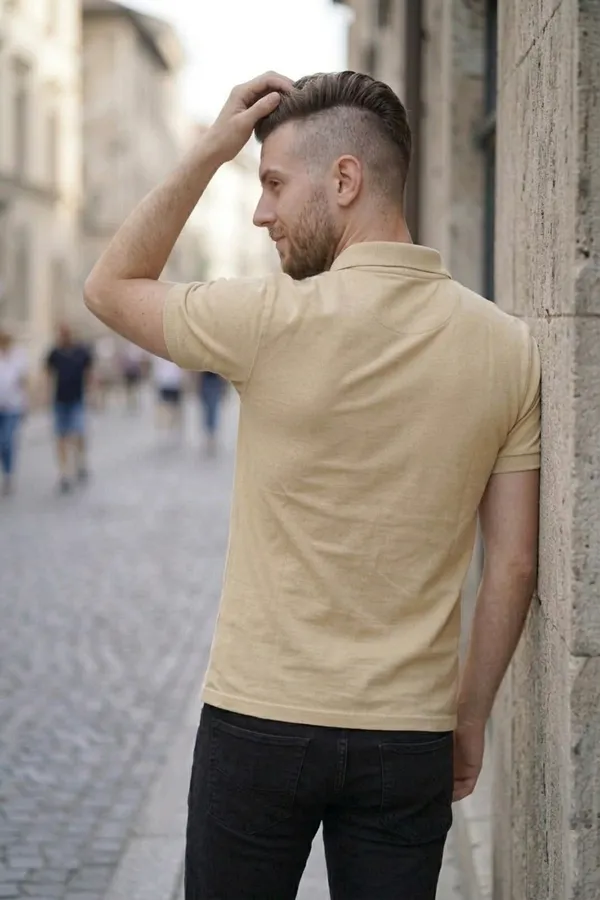 Cream_Pure_Cotton_Solid_Half_Sleeves_Casual_T-Shirt_For_Men