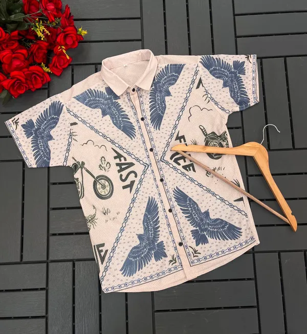 Cream_Cotton_Printed_Short_Sleeves_Casual_Shirt_For_Men