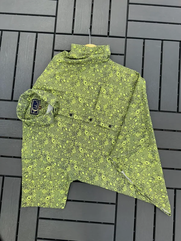 Green_Cotton_Printed_Short_Sleeves_Casual_Shirt_For_Men