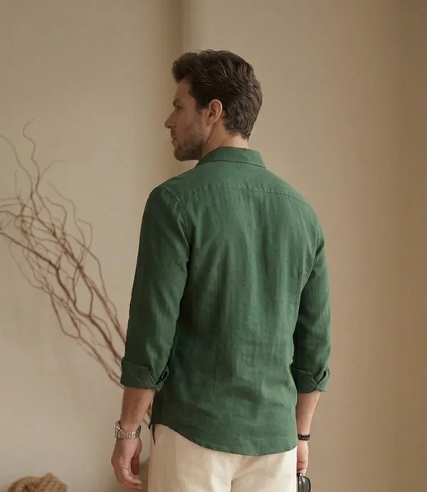 Green_Cotton_Solid_Full_Sleeves_Casual_Shirt_For_Men