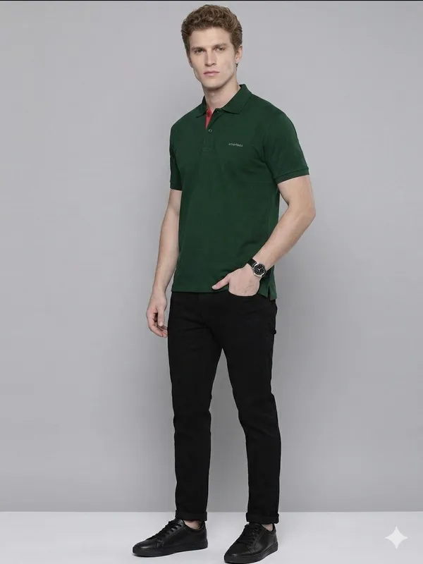Green_Poly_Cotton_Solid_Half_Sleeves_Casual_T-Shirt_For_Men
