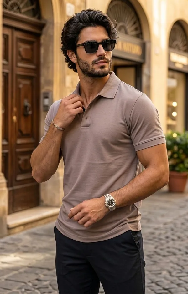 Lavender_Pure_Cotton_Solid_Half_Sleeves_Casual_T-Shirt_For_Men