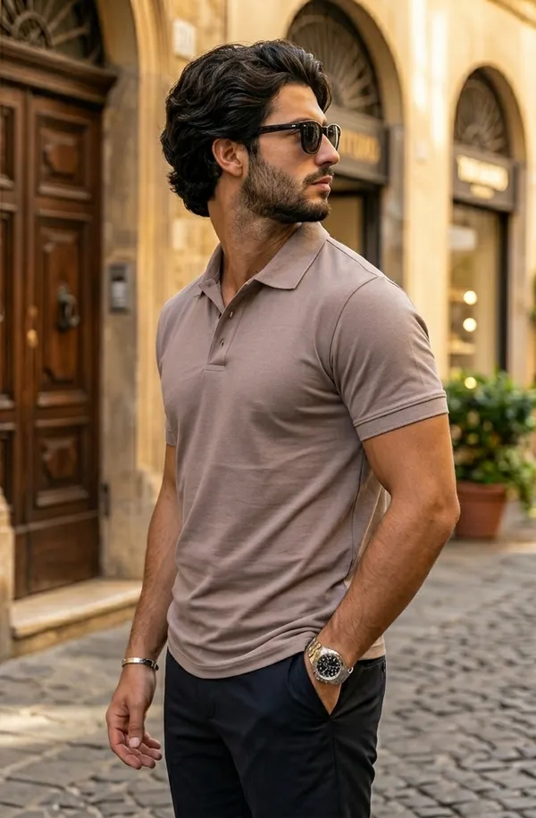 Lavender_Pure_Cotton_Solid_Half_Sleeves_Casual_T-Shirt_For_Men