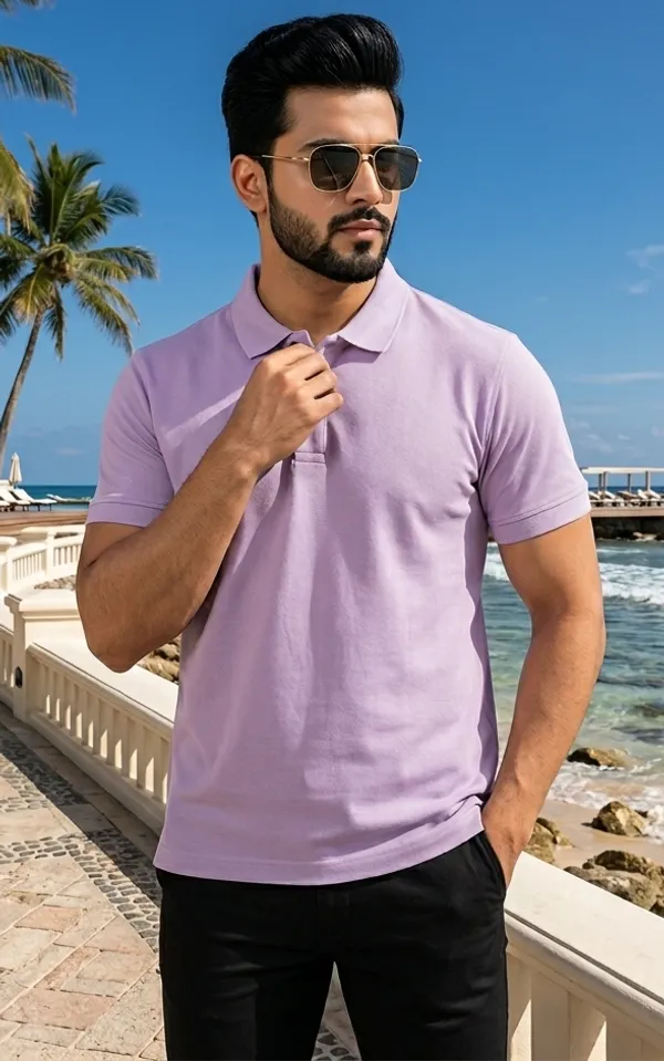 Light_Purple_Pure_Cotton_Solid_Half_Sleeves_Casual_T-Shirt_For_Men