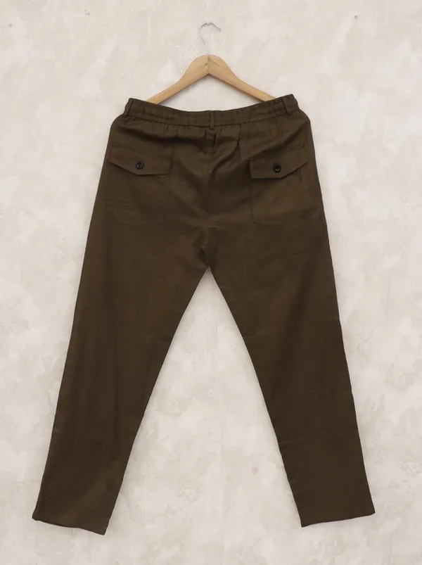 Brown_Linen_Solid_Mid_Rise_Casual_Trouser_For_Men