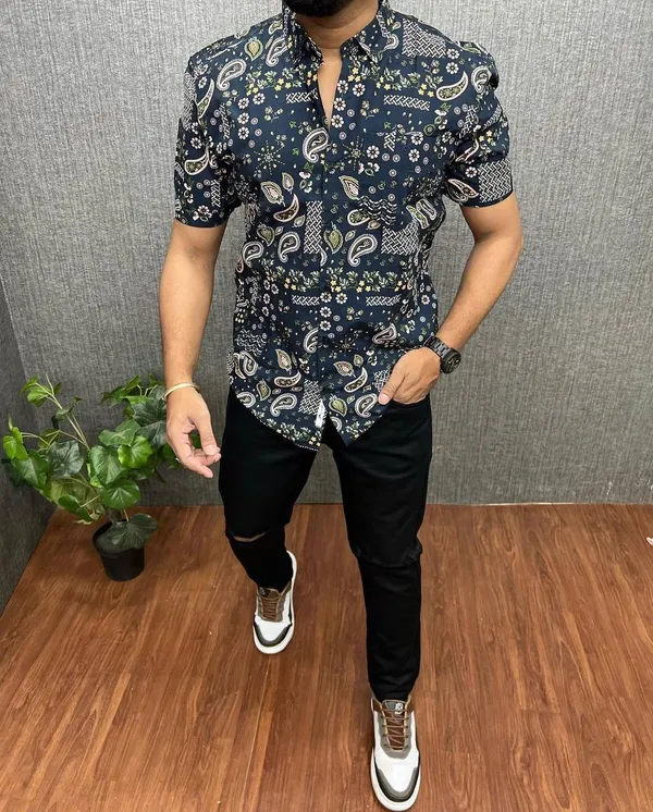 Blue_Cotton_Printed_Short_Sleeves_Casual_Shirt_For_Men