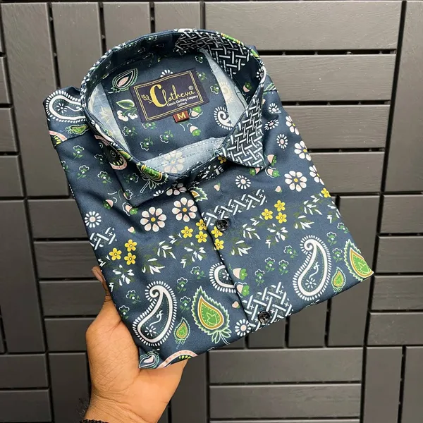 Blue_Cotton_Printed_Short_Sleeves_Casual_Shirt_For_Men