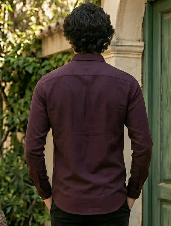 Maroon_Cotton_Plain_Long_Sleeves_Casual_Shirt_For_Men