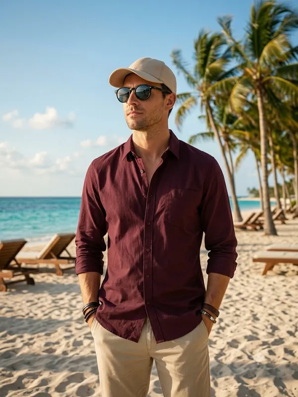 Maroon_Cotton_Solid_Full_Sleeves_Casual_Shirt_For_Men