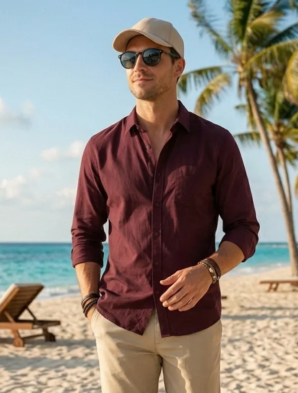 Maroon_Cotton_Solid_Full_Sleeves_Casual_Shirt_For_Men