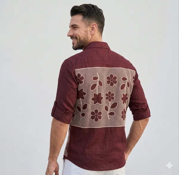 Maroon_Dobby_Cotton_Embroidered_Full_Sleeves_Casual_Shirt_For_Men