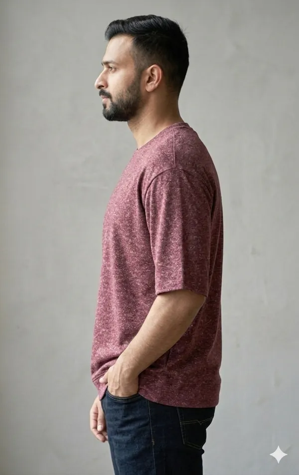 Maroon_Terry_Cotton_Solid_Half_Sleeves_Casual_T-Shirt_For_Men