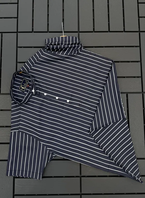 Navy_Blue_Cotton_Printed_Short_Sleeves_Casual_Kurta_Style_Shirt_For_Men