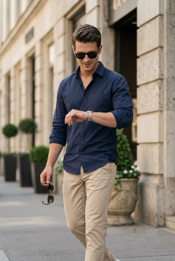 Navy_Cotton_Solid_Full_Sleeves_Casual_Shirt_For_Men