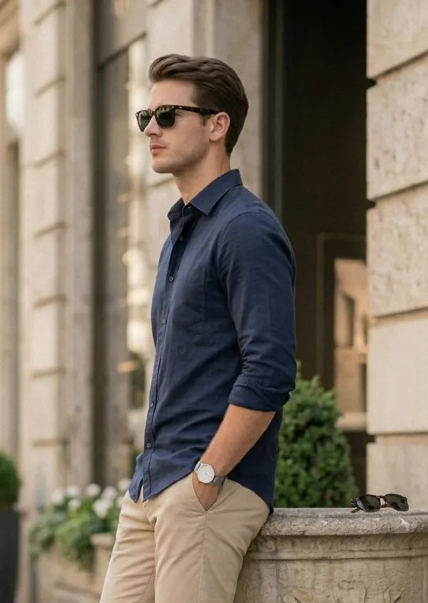 Navy_Cotton_Solid_Full_Sleeves_Casual_Shirt_For_Men
