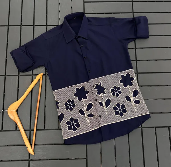 Navy_Dobby_Cotton_Embroidered_Full_Sleeves_Casual_Shirt_For_Men