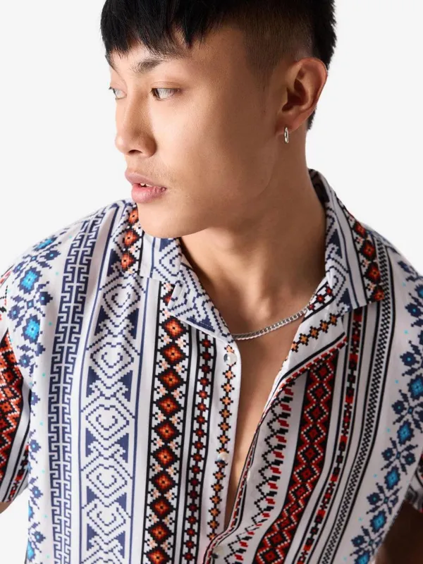 White_Cotton_Printed_Short_Sleeves_Casual_Shirt_For_Men