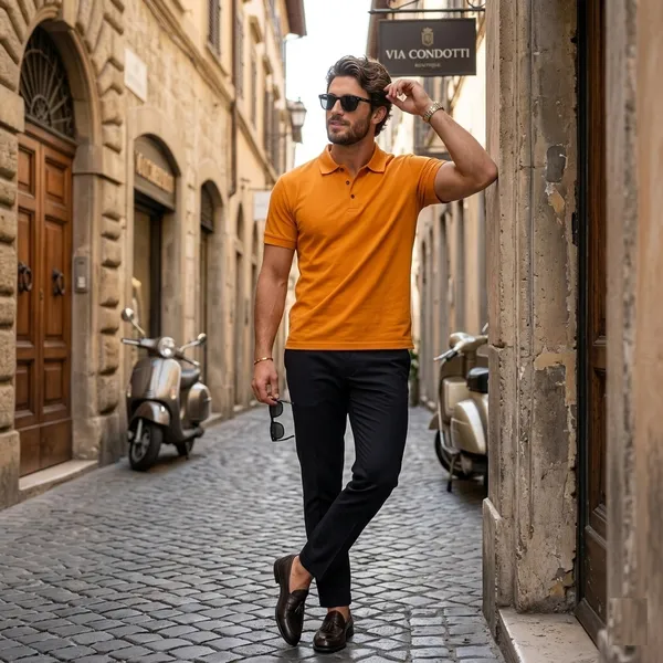 Orange_Pure_Cotton_Solid_Half_Sleeves_Casual_T-Shirt_For_Men