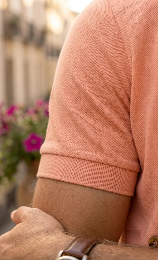 Peach_Pure_Cotton_Solid_Half_Sleeves_Casual_T-Shirt_For_Men