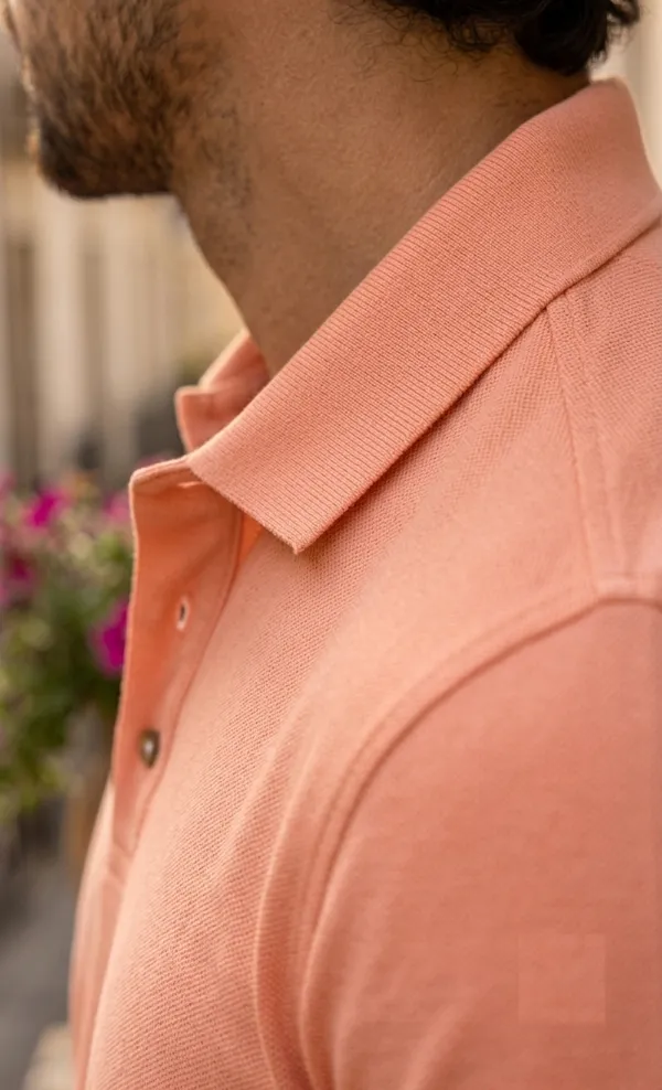 Peach_Pure_Cotton_Solid_Half_Sleeves_Casual_T-Shirt_For_Men